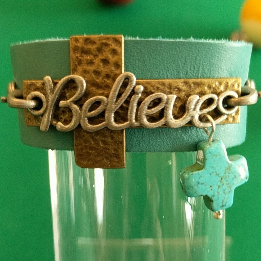 Leather bracelet, home crafted.